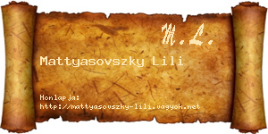 Mattyasovszky Lili névjegykártya